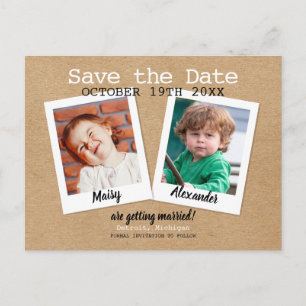 Childhood Photos Save the Date Boho Rustic Announcement Postcard