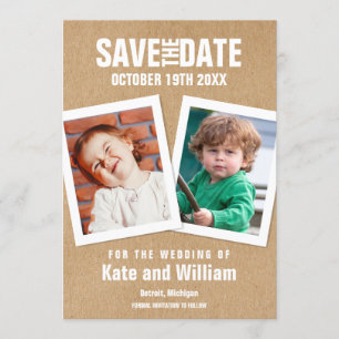 Childhood Photos Save the Date Rustic Boho Invitation