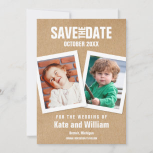 Childhood Photos Save the Date Rustic Kraft