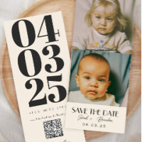 Childhood Photos Typography Qrcode Save the Date