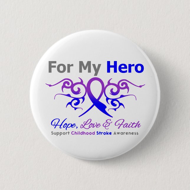 Childhood Stroke Tribal Ribbon Hero 6 Cm Round Badge (Front)