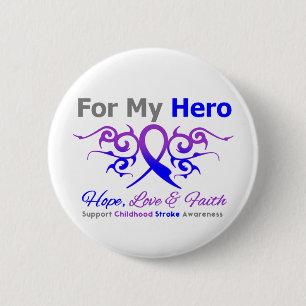 Childhood Stroke Tribal Ribbon Hero 6 Cm Round Badge
