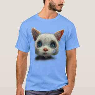 Childhood White Cat Face Realistic Art Cat Lover C T-Shirt