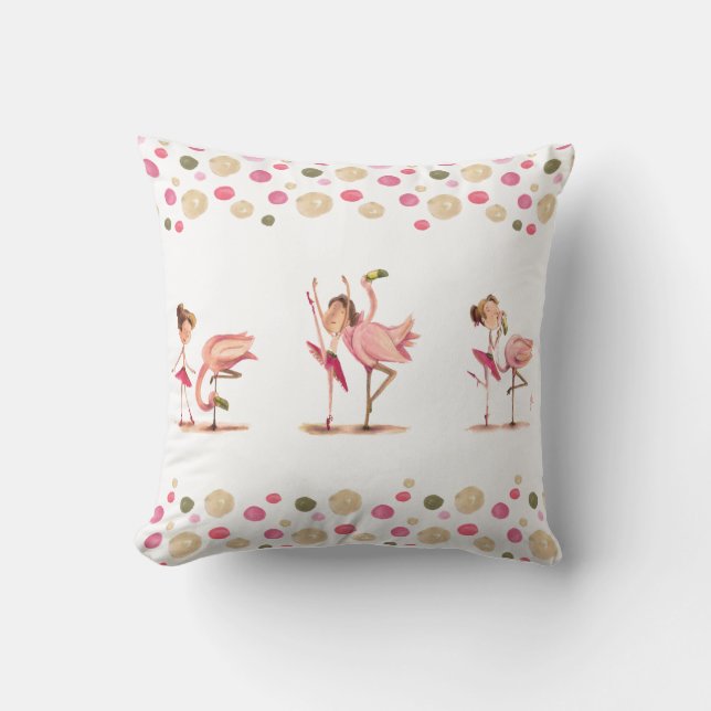 Childish cushion girl dancer and the flamingo (Front)