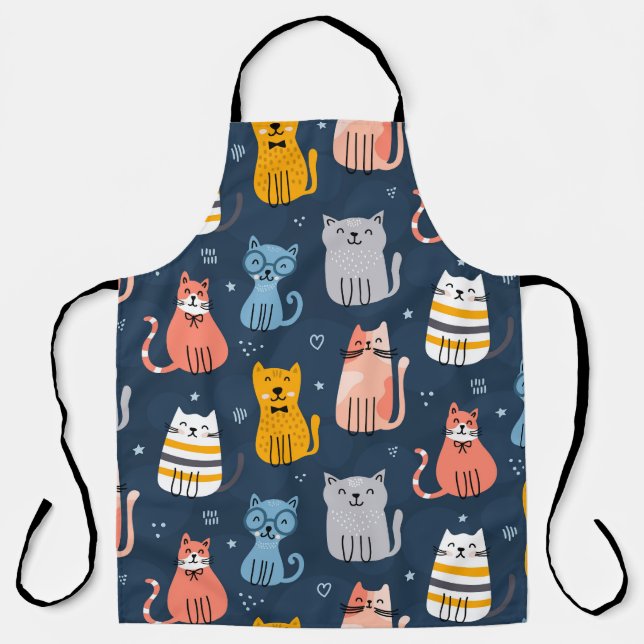 Childish Cute Cats Seamless Design Apron (Front)