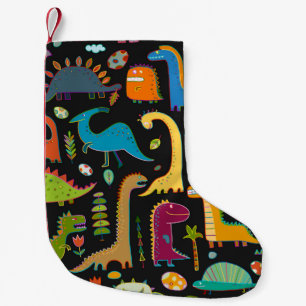 Childish Dinosaurs: Fun Seamless Pattern Small Christmas Stocking