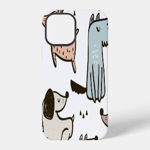 Childish dogs, hand drawn, trendy pattern. iPhone 12 case