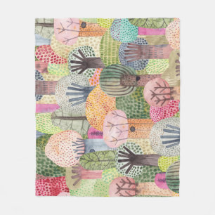 Childish Forest: Cute Watercolor Background. Fleece Blanket
