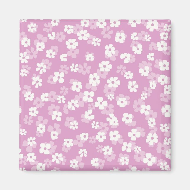 Childish Pink Flower Pattern Magnet (Front)