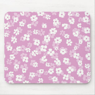 Childish Pink Flower Pattern Mouse Mat