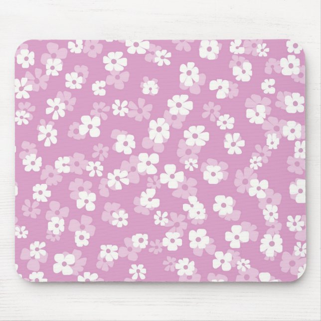 Childish Pink Flower Pattern Mouse Mat (Front)