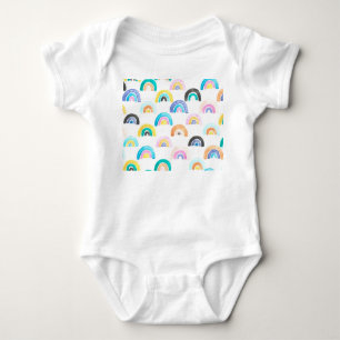 Childish Rainbow, Watercolor Kids Pattern. Baby Bodysuit