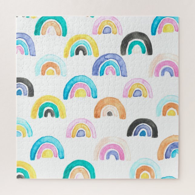 Childish Rainbow, Watercolor Kids Pattern. Jigsaw Puzzle (Vertical)