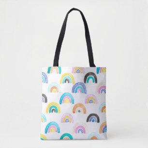 Childish Rainbow, Watercolor Kids Pattern. Tote Bag