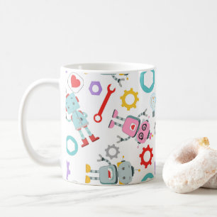 Childish Robots Colourful Mechanical Parts Tools Coffee Mug