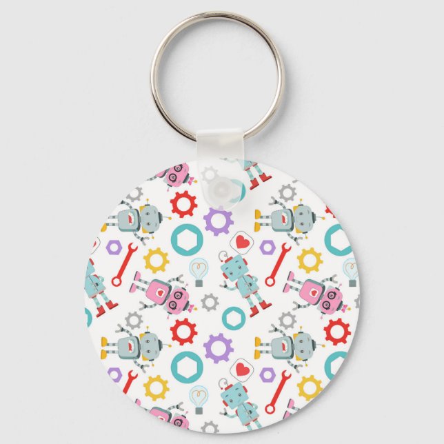 Childish Robots Colourful Mechanical Parts Tools Key Ring (Front)