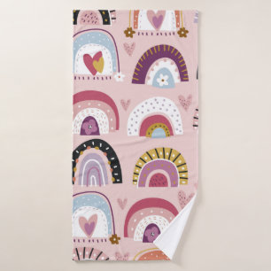 Childish seamless pattern with abstract hand drawn bath towel