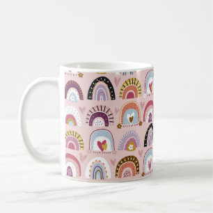 Childish seamless pattern with abstract hand drawn coffee mug