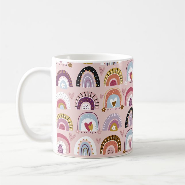 Childish seamless pattern with abstract hand drawn coffee mug (Left)