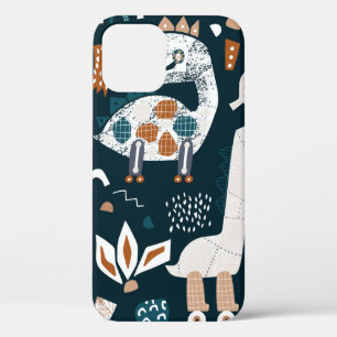 Childish seamless pattern with hand drawn dinosaur iPhone 12 case