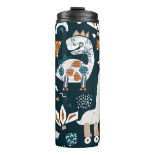 Childish seamless pattern with hand drawn dinosaur thermal tumbler
