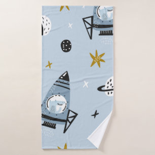 Childish seamless pattern with hand drawn space el bath towel