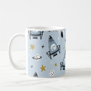 Childish seamless pattern with hand drawn space el coffee mug