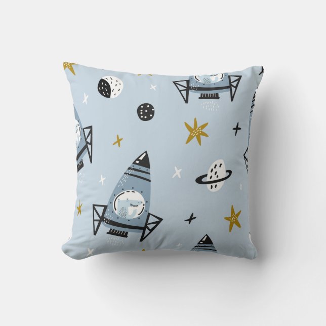 Childish seamless pattern with hand drawn space el cushion (Front)