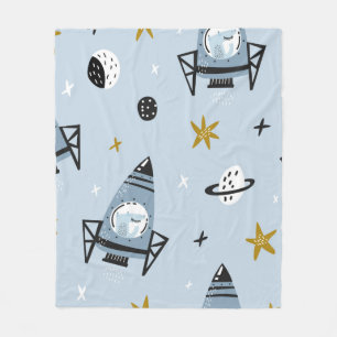 Childish seamless pattern with hand drawn space el fleece blanket