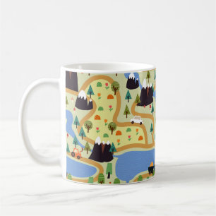 Childish seamless pattern with mountains, river, f coffee mug