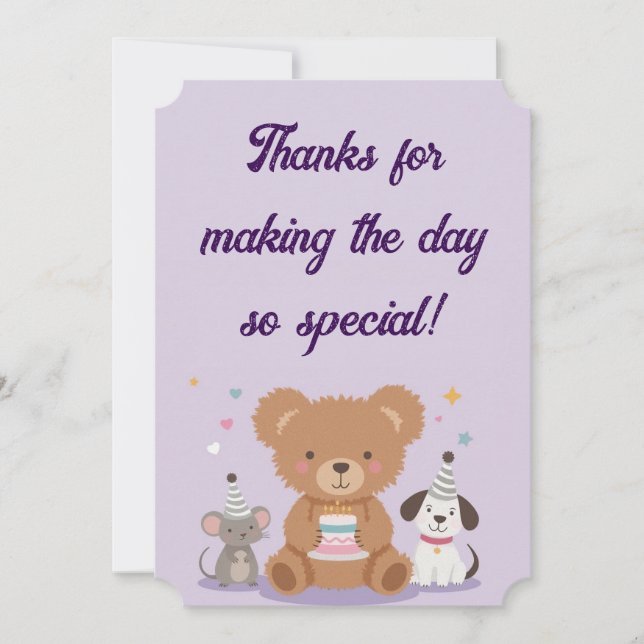 Childish Thank You Birthday Card Fun Kids Party (Front)