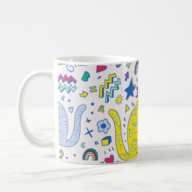 Childish Tiger and Rainbow Pattern Coffee Mug (Left)