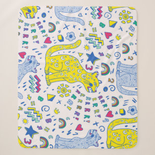 Childish Tiger and Rainbow Pattern Sherpa Blanket