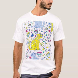 Childish Tiger and Rainbow Pattern T-Shirt