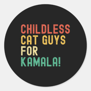 Childless Cat Guys For Kamala Harris 2024 Vintage Classic Round Sticker