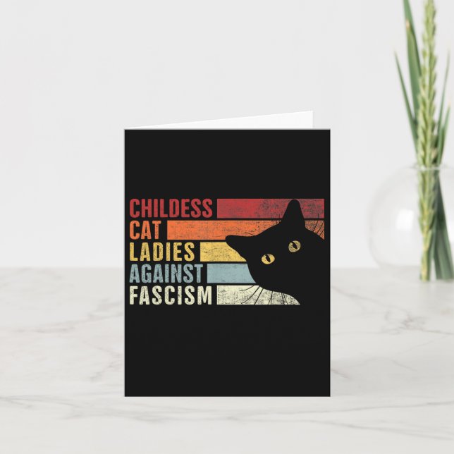 Childless Cat Ladies Against Fascism Cat Feminist  Card (Front)