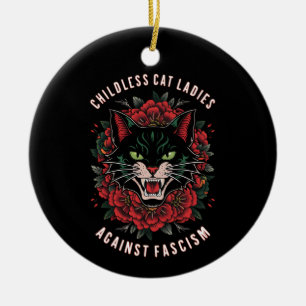 Childless Cat Ladies Against Fascism Ceramic Tree Decoration