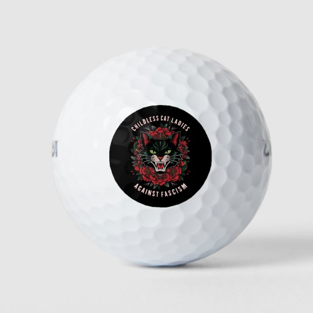 Childless Cat Ladies Against Fascism  Golf Balls (Front)