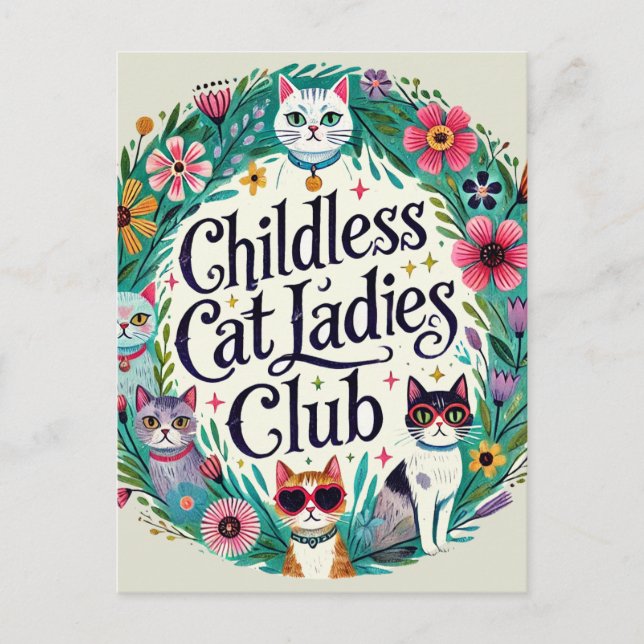 Childless Cat Ladies Club                          Postcard (Front)