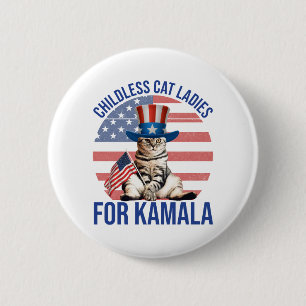 Childless Cat Ladies For Kamala 6 Cm Round Badge