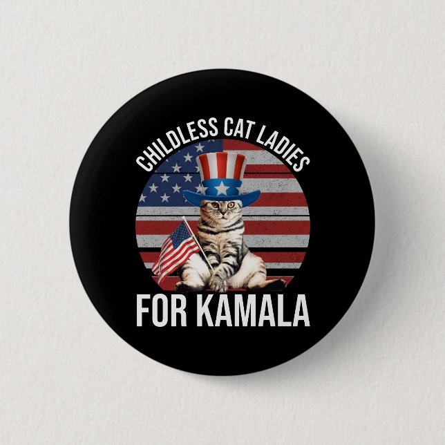 Childless Cat Ladies For Kamala 6 Cm Round Badge (Front)