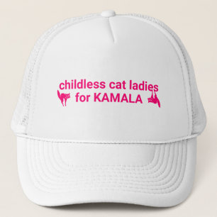 Childless cat ladies for Kamala funny pink cats Trucker Hat