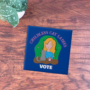 Childless Cat Ladies Vote Blue Square Button