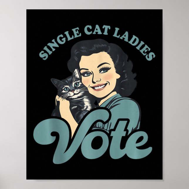 Childless Cat Ladies Vote Kamala Harris 2024 Democ Poster (Front)