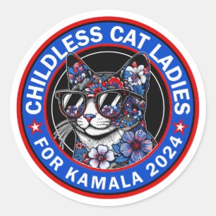 Childless Cat Ladies Vote Kamala US 2024 Dems  Classic Round Sticker