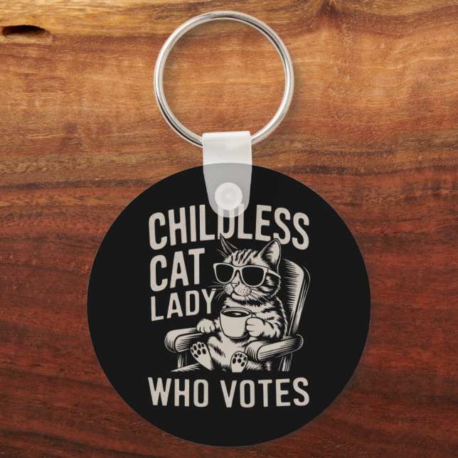 Childless Cat Lady 2024 Election Vote Kamala  Key Ring (Front)