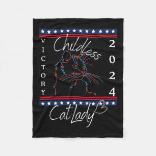 Childless Cat Lady 2024 Patriotic Feminist Vote ‘2 Fleece Blanket