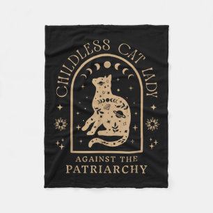 Childless Cat Lady Against Patriarchy Feminist Cat Fleece Blanket