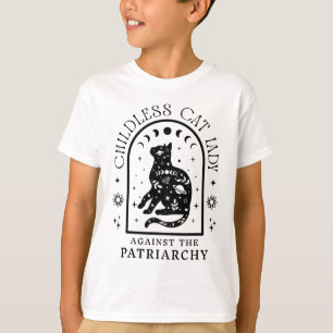 Childless Cat Lady Against Patriarchy Feminist Cat T-Shirt