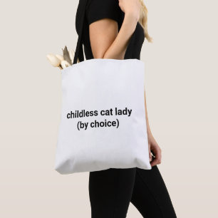 Childless cat lady by choice funny custom text tote bag